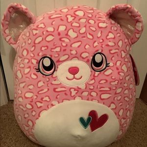 SQUISHMALLOWS VALENTINE CHEETAH+PINK+SPOTTED ANTONELLA LARGE16" RARE NEW+TAGS